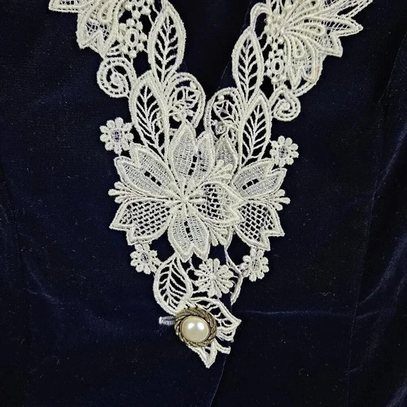 Cachet Vintage Navy Blue 2 Piece Velvet Dress and‎ Jacket Size Small - Picture 10 of 11